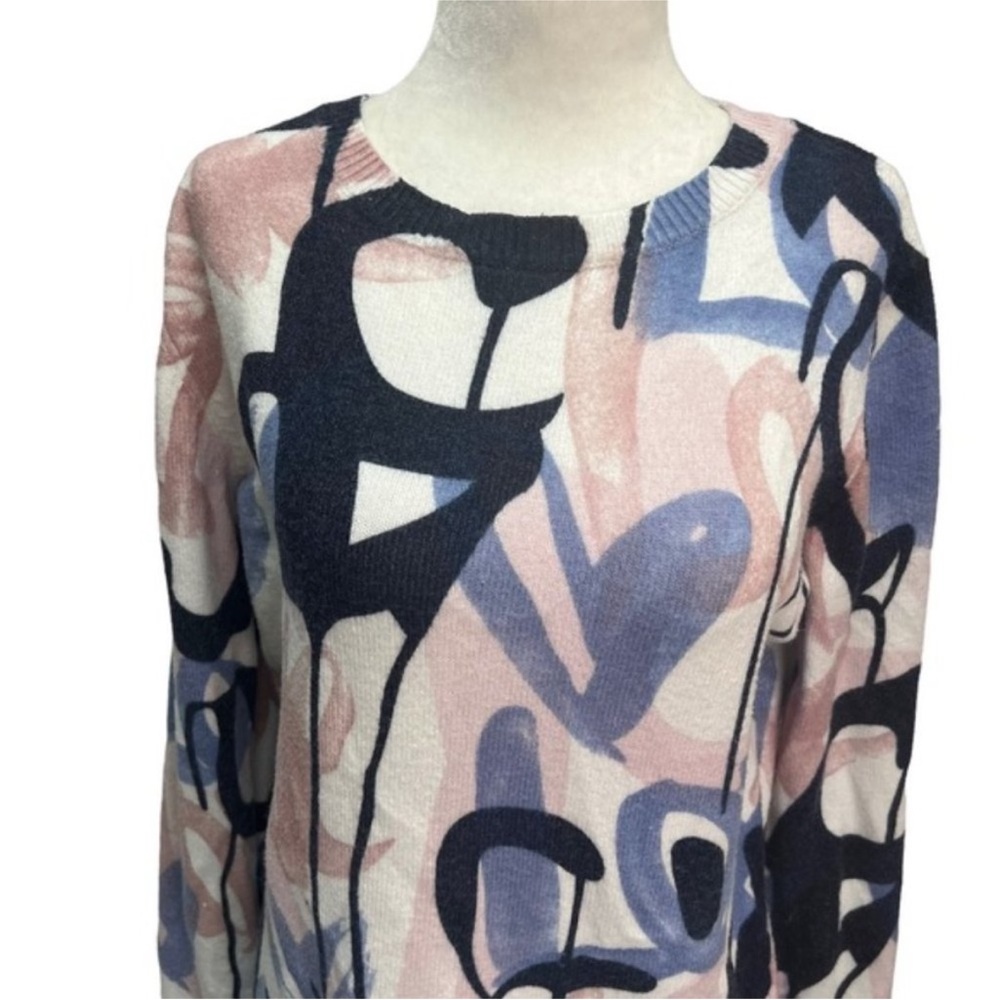 CHARLIE B Pink and Blue Abstract Sweater - Picture 4 of 9